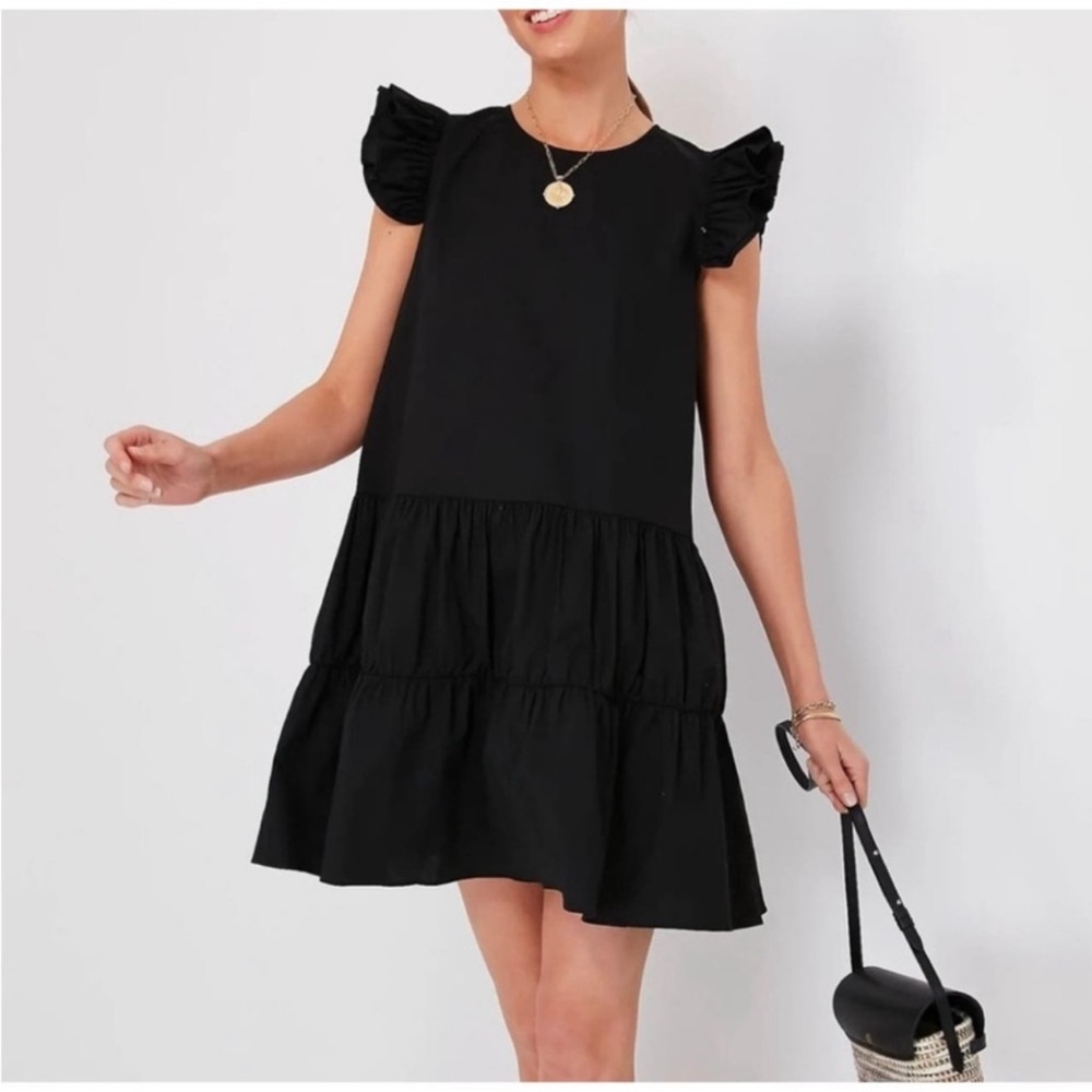 Pomander Place Black Ruffled Tiered Sundress Small